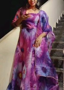 Organza Floral Printed Gown