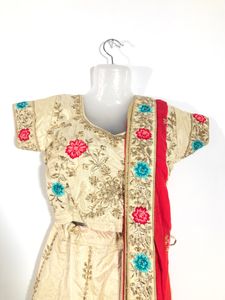 Cream Embroided Lehenga Choli Set (Women’s)