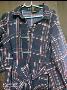 Checked Collar Style Dress