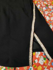 Black Long Sleeve slit Dress