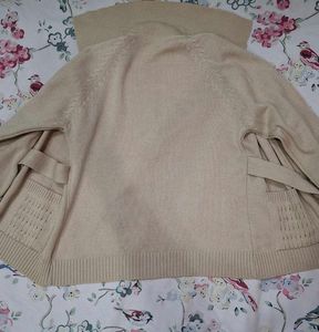 Belted Cream Knit Cardigan