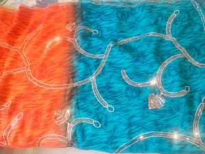 Synthetic Saree With Sequence Work