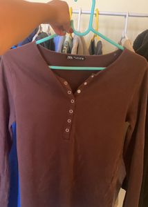 Zara Full Sleeves Brown Sweater