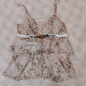 Boho Ruffle Top with Belt! ✨