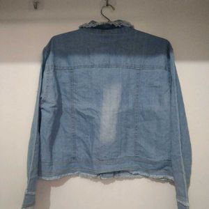 Denim Jacket with Frayed Details