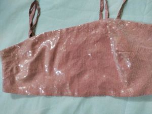 Sparkly Pink Sequin Crop Top