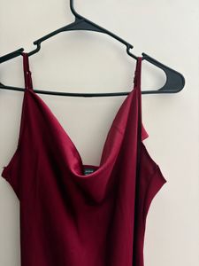 Burgundy Cowl Neck Slip Dress