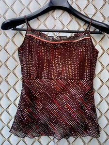 New With Tag Korean Half Laces Brown Top