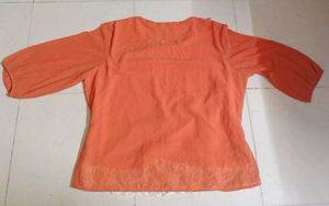 Orange Formal Floral Blouse