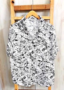 White Printed Cotton Shirt Size-40-42