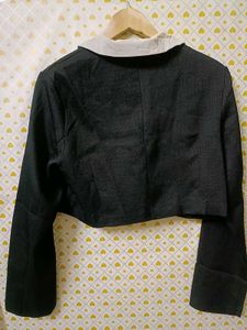 Black Crop Top with Ruffle Detail