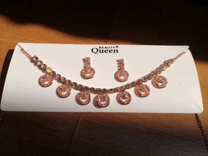 Rose Gold Necklace Set For Women Girl Party Wear