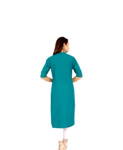 Elegant Teal Kurti with Mandarin Collar