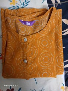 Libas Mustard Printed Kurti Size XS