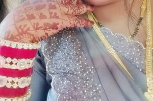 Lavender Colour Saree Diamond Work