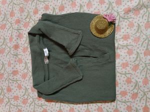 Green Polo Neck Cute Top