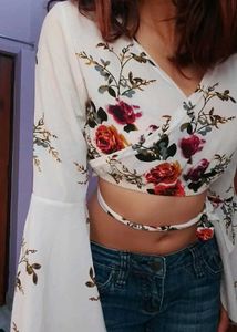 Cute Coquette Pintresty Wrap Up Crop Top
