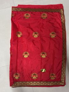 Red Embroidered Saree