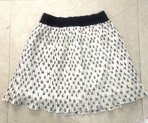 Pleated Bow Print Mini Skirt