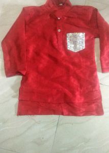 Red Kurta with Sequin Pocket