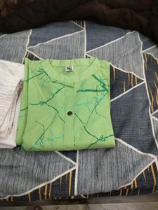 Green Kurta And White Pant