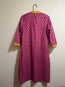 Rangnanch By Pantaloons Pink And Gold Cotton Kurta