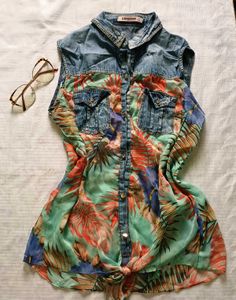 Floral Denim Top