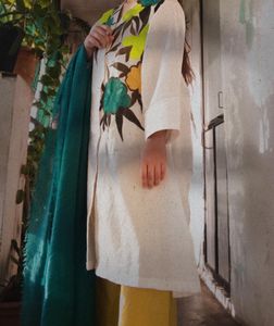 Hand fabric painting designer dress very unique fabric material cotton sale only top