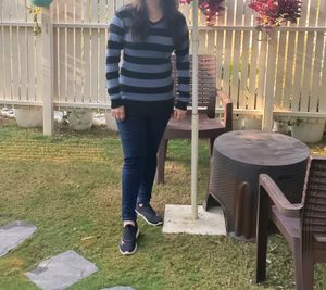 Blue &amp; Black Striped Sweater (Women)