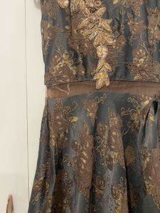 Women’s Ethnic Brown Gown With Patchwork On Front