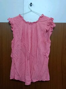 Pink Ruffle Sleeveless Top