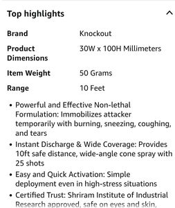 KNOCKOUT Pepper Spray for Women Self Defence