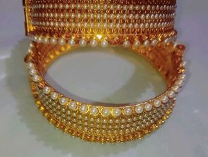Golden Beautiful Stone Two Bangles , Size 2.6