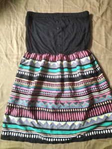 strapless tribal print dress