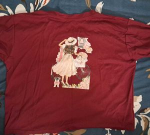 Maroon Oversized Crop Tshirt(XS-L)
