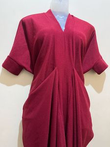 Burgundy Drape Dhoti Style Dress