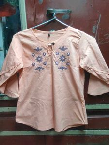 Peach Embroidered Top