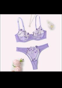 Floral Lace Embroidary  Lingerie Set