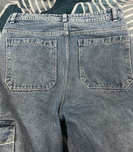 Light Wash Denim Cargo Pants