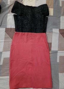 Shiny Black And Peach pink One Piece