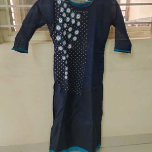 Blue Embellished Kurti