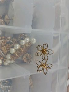 Gold Flower Drop Earrings