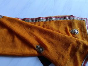 Gorgeous  Orange Embroidered Saree