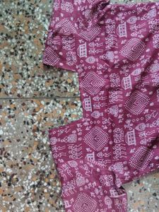Maroon Printed Kurta Set