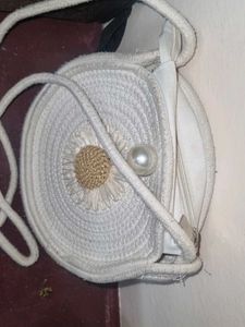 Jute Sling Bag With Pearl