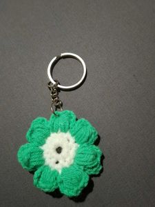 Crochet Flower Keychain - Green