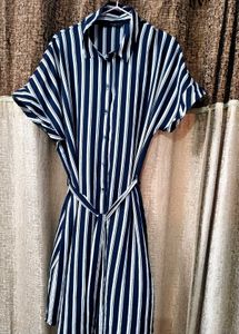 Striped belted casual Dress