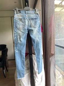 Mango Distressed Paint Splatter Jeans