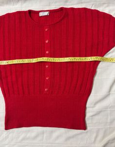 Red Buttoned-Down Knit Top