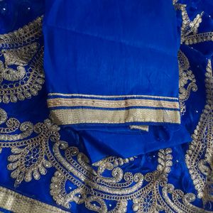 Blue Unstiched Lehenga